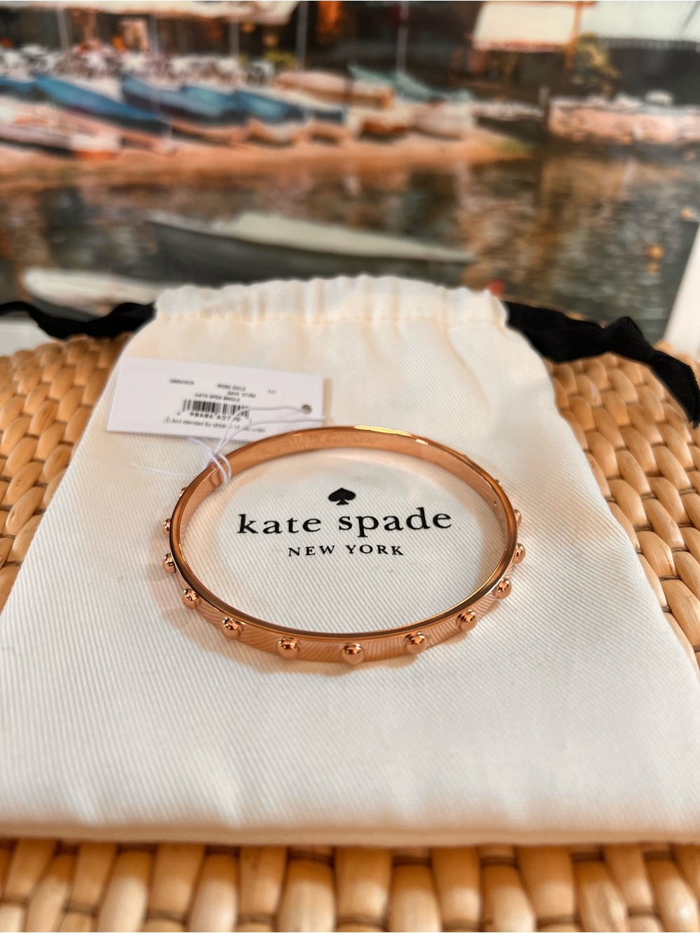 kate spade Rose Gold Studded Thin Bangle Bracelet
